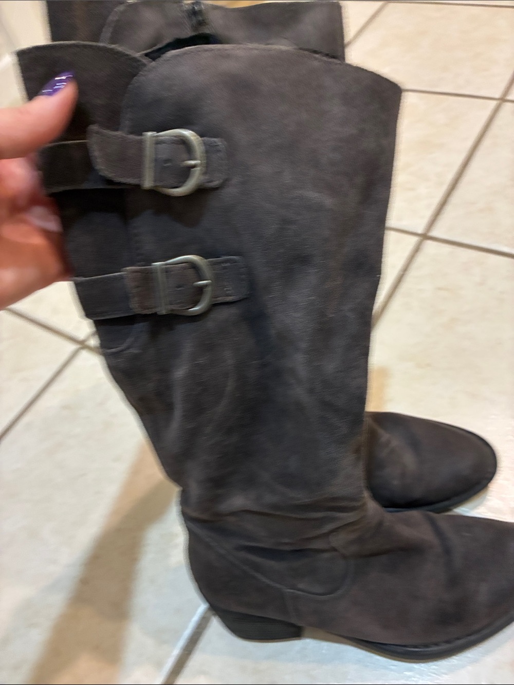 Classic Women's Tall Buckle Boots in Dark gray BORN brand